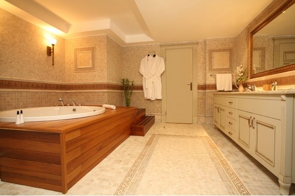 Bathroom enhanced by radiant floor heating
