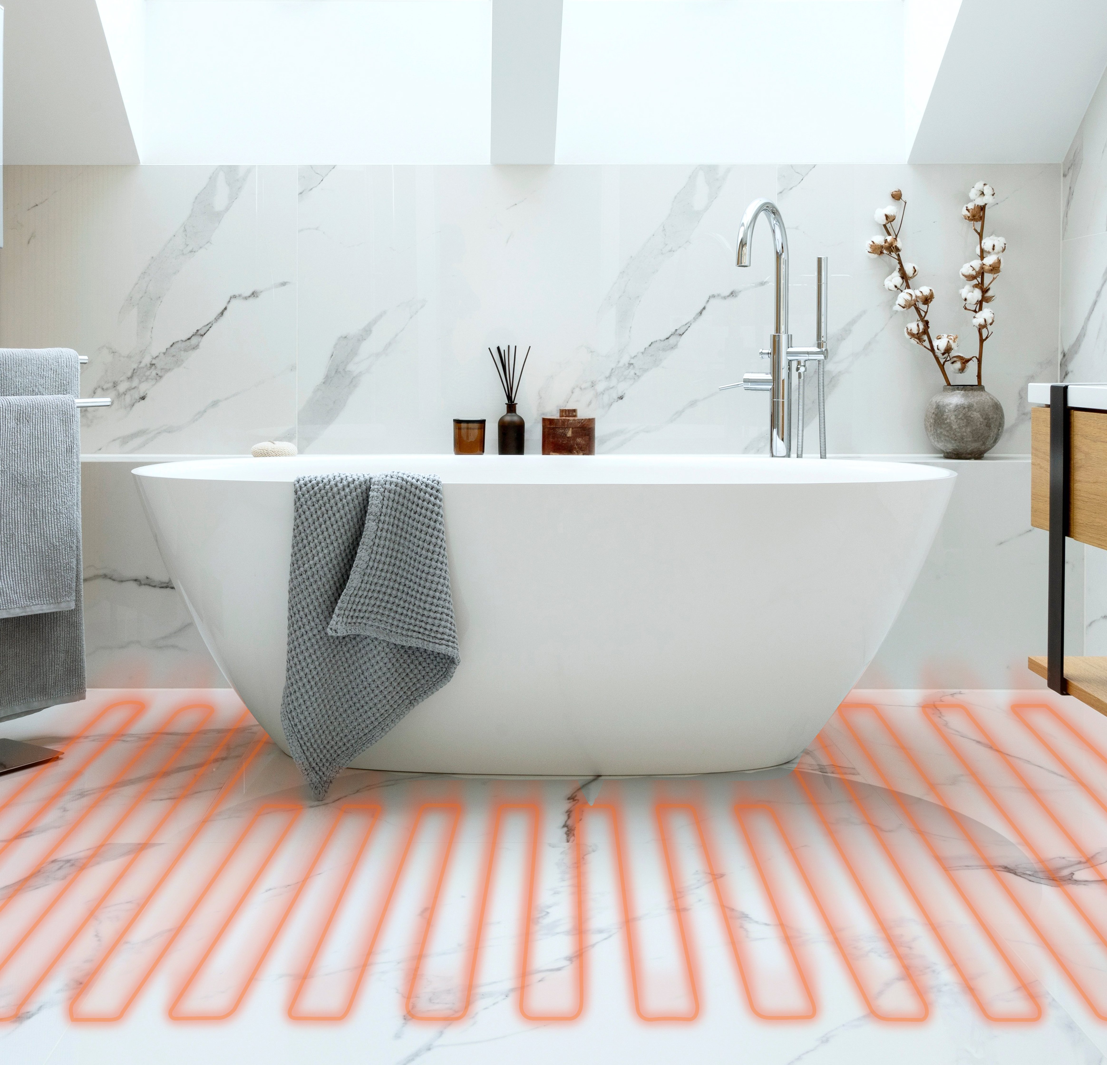 Floor heating in bathroom