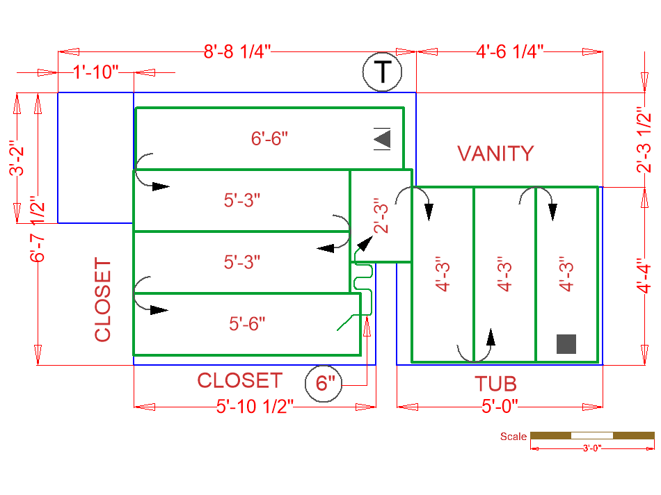 Bathroom Floorplan with Radiant Heat