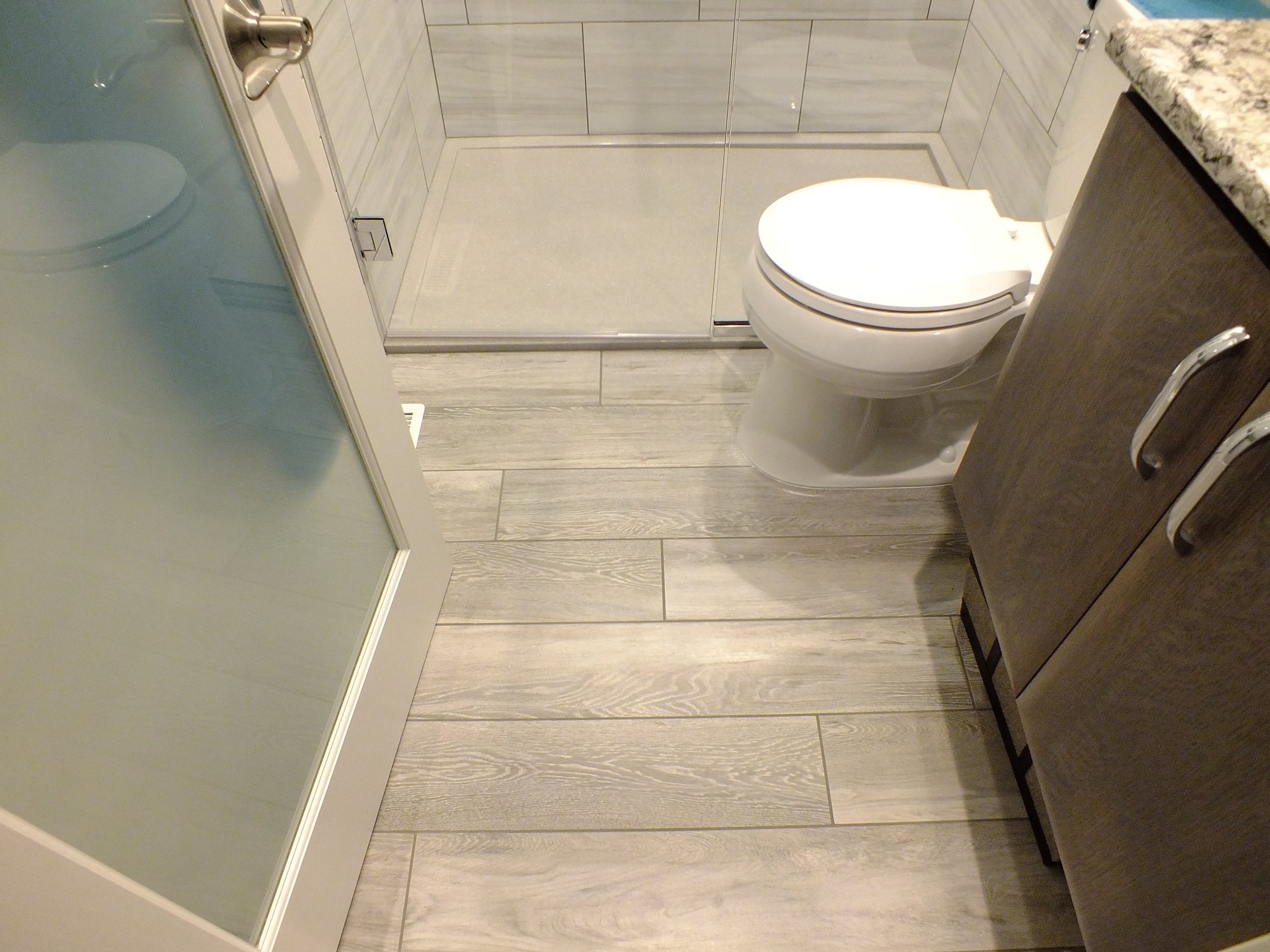 Bathroom Remodel close-up of tile floor
