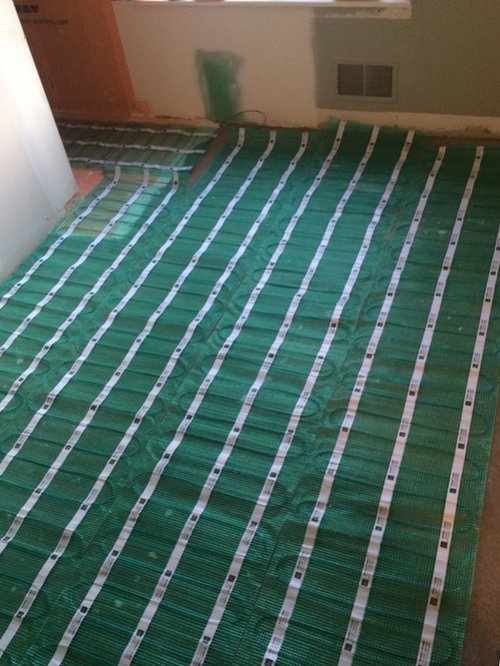 Bathroom remodel with radiant floor heating being installed with tempzone flex roll WASHINGTON, MI