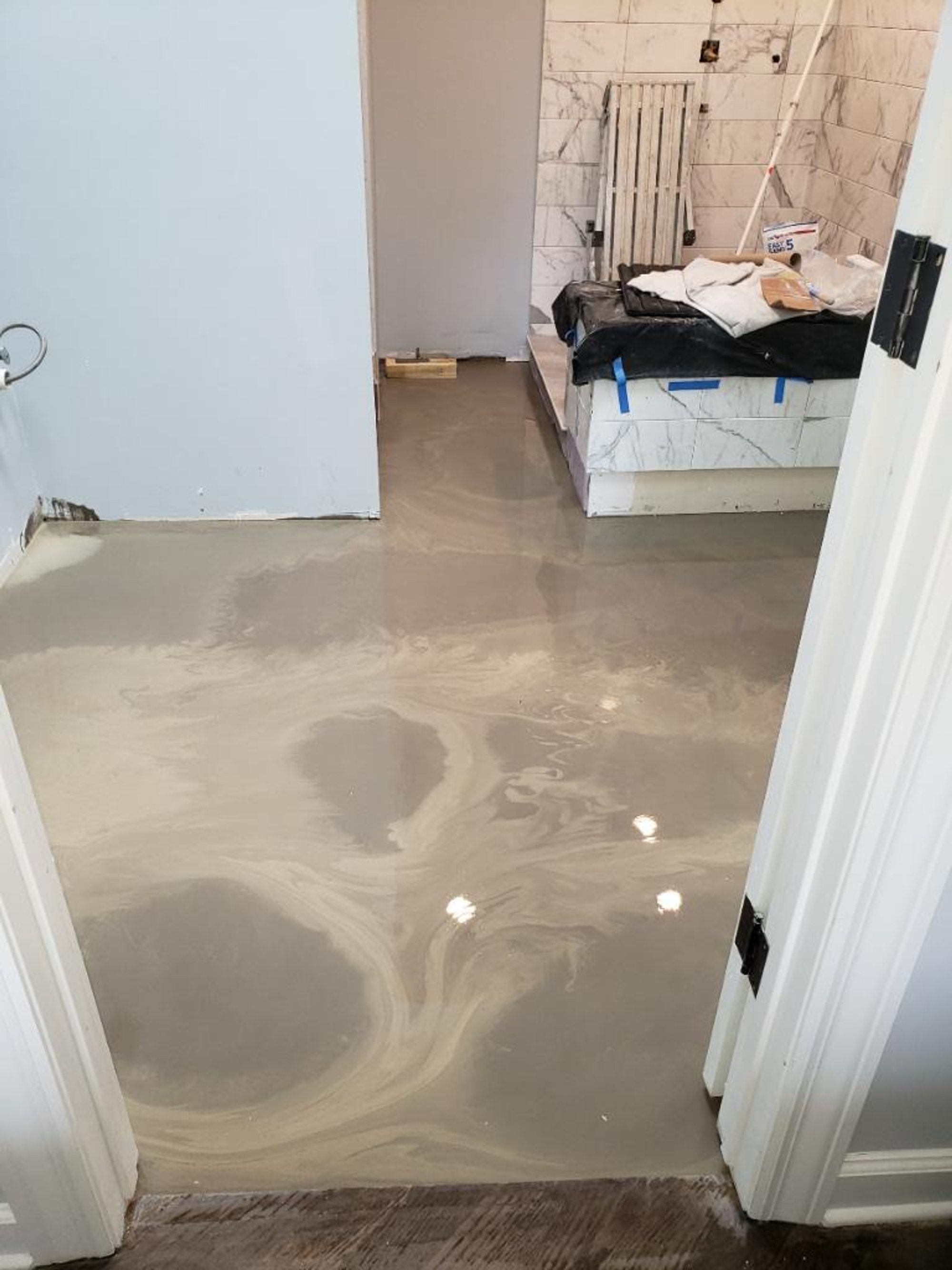 Bathroom remodel with tempzone flex roll floor heating HOFFMAN ESTATES, IL