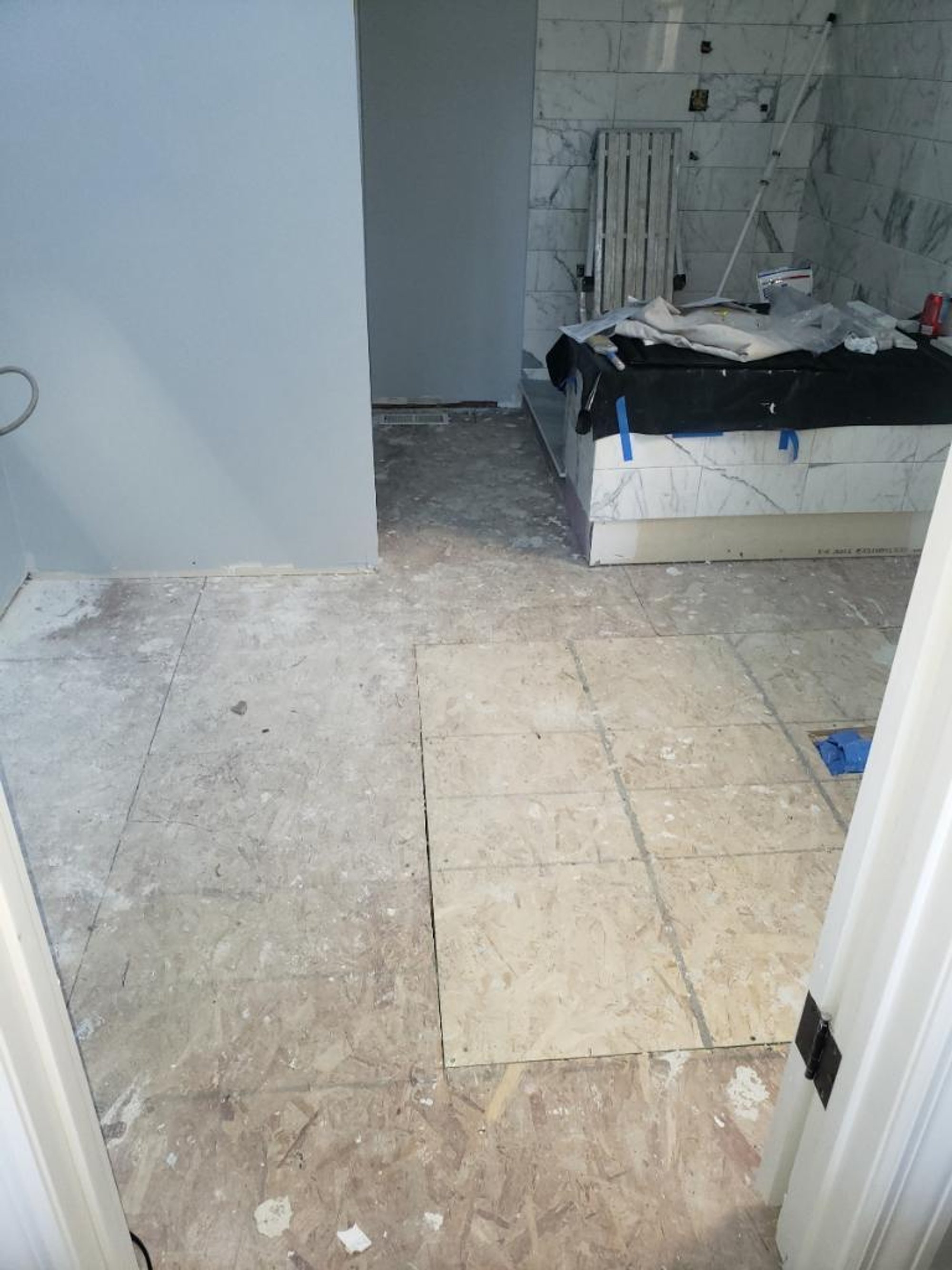 Bathroom remodel with tempzone flex roll floor heating HOFFMAN ESTATES, IL