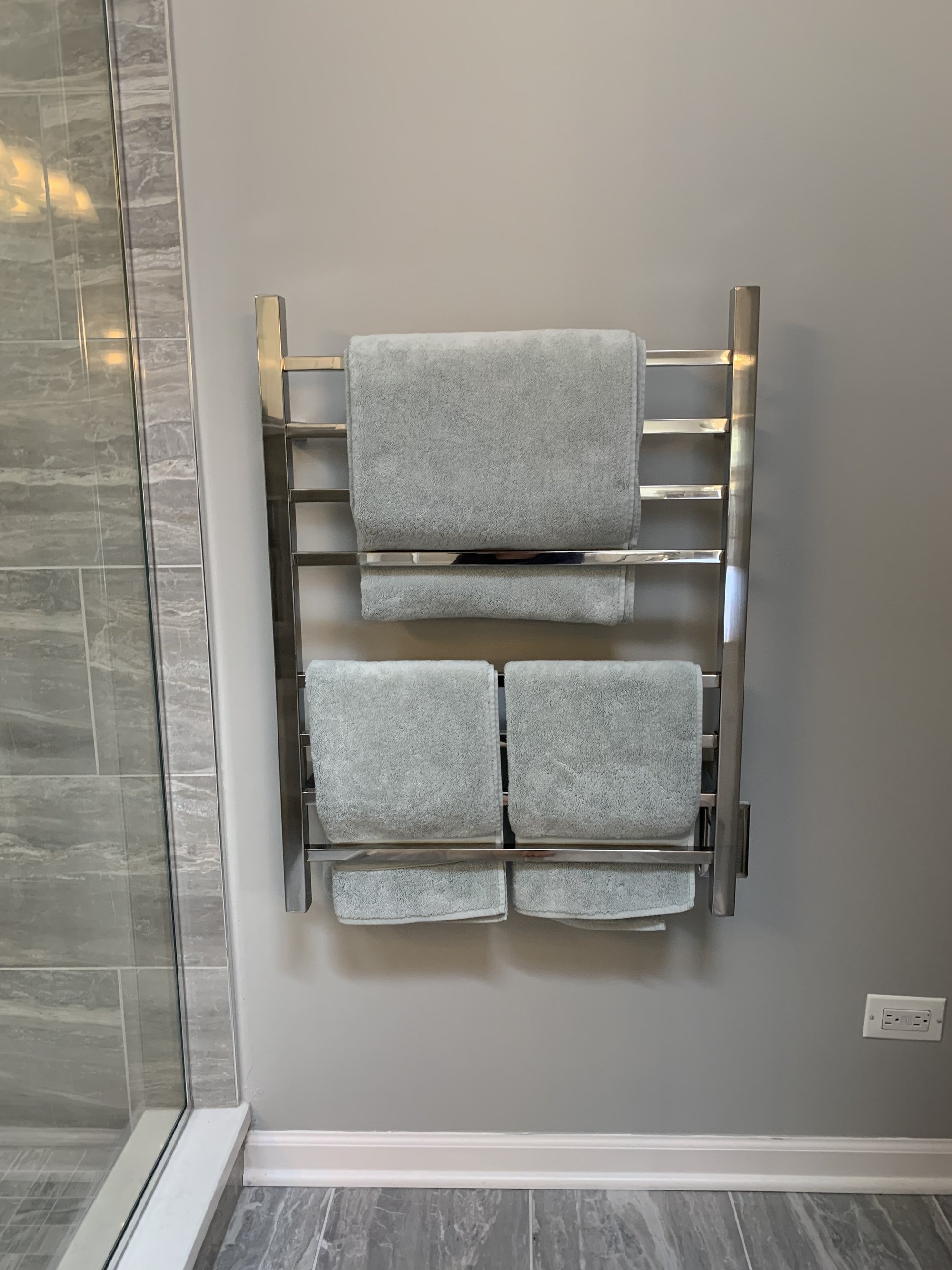 Bathroom renovation with Sierra Towel Warmer