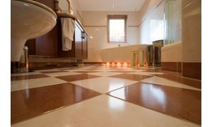 Bathroom Tile Floor Lifestyle Stock Photo