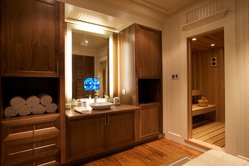 Bathroom with Sauna Lifestyle Stock Photo