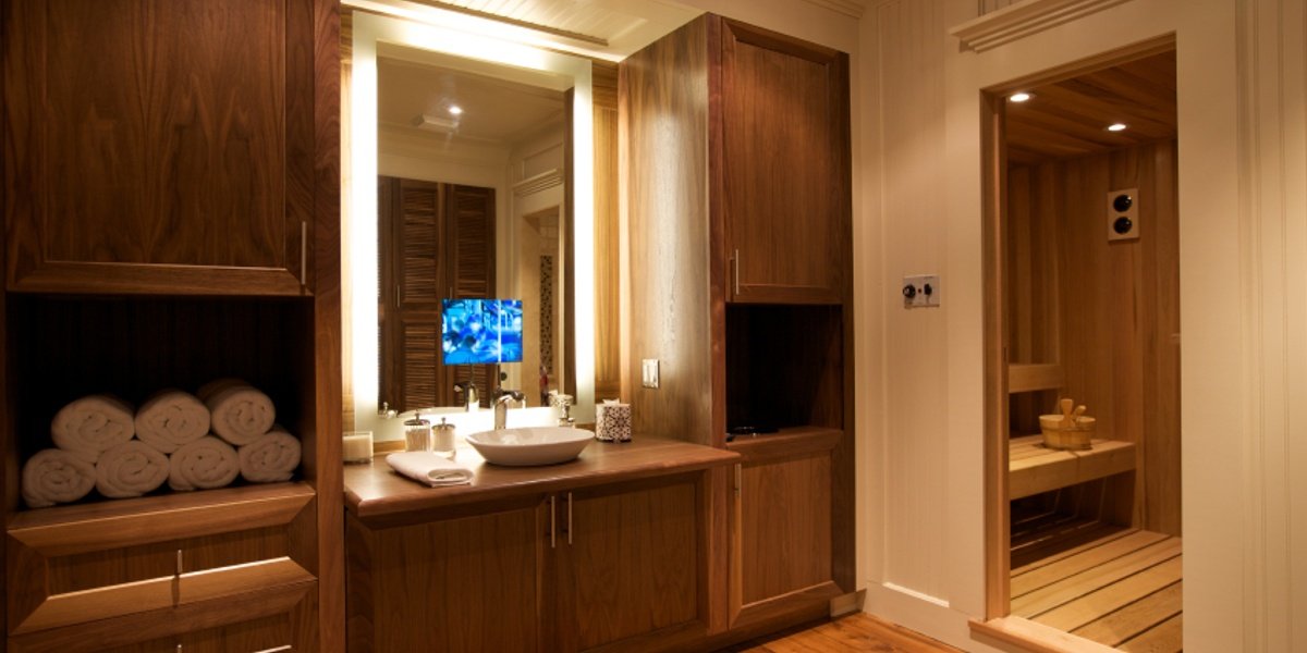 Bathroom with Sauna Lifestyle Stock Photo