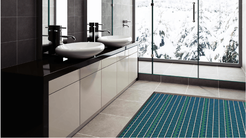 Bathroom with Tempzone floor heating in 3D illustration