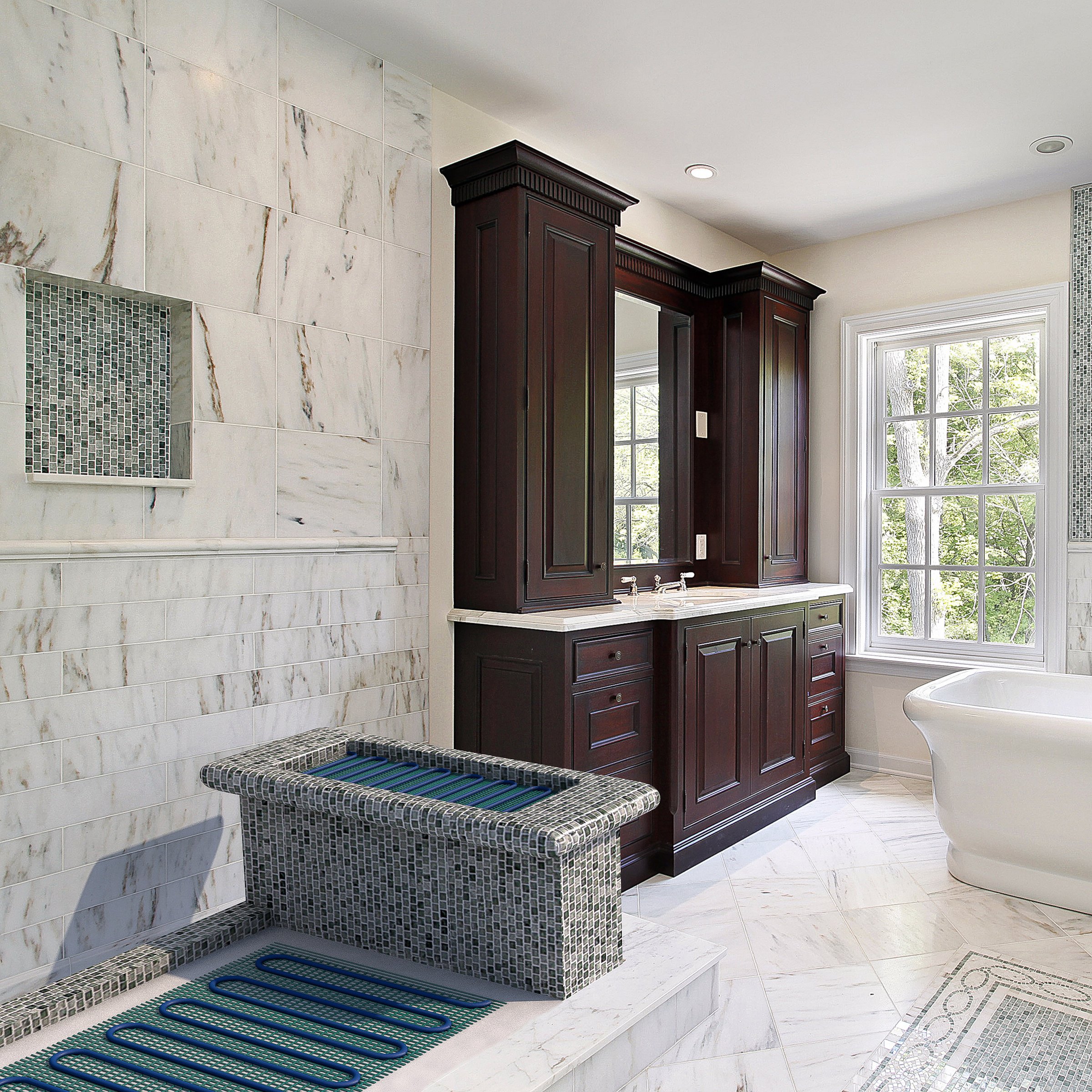 Bathroom with TempZone Shower & Bench Mat