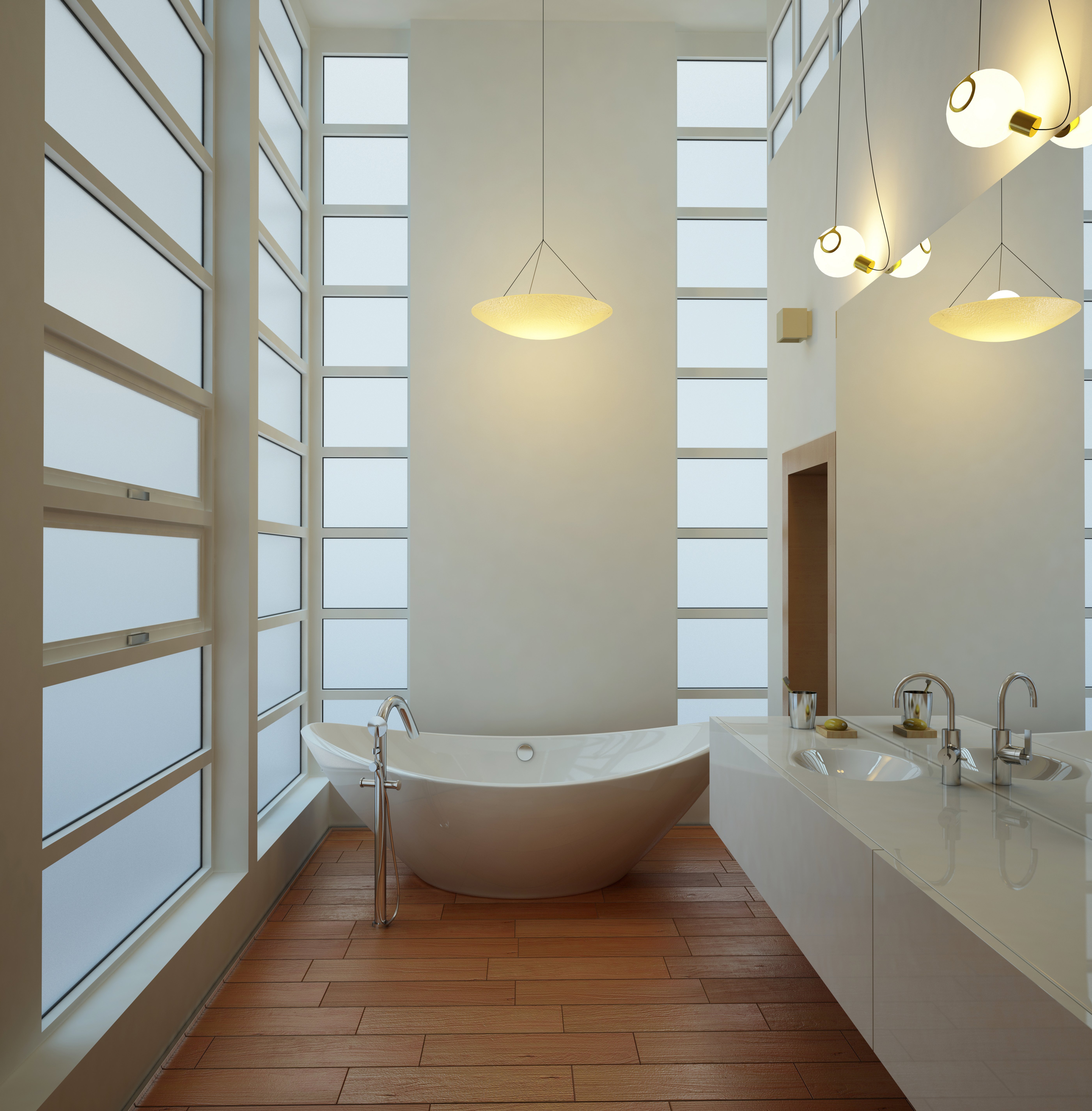 Bathroom with Tub Hardwood Floors