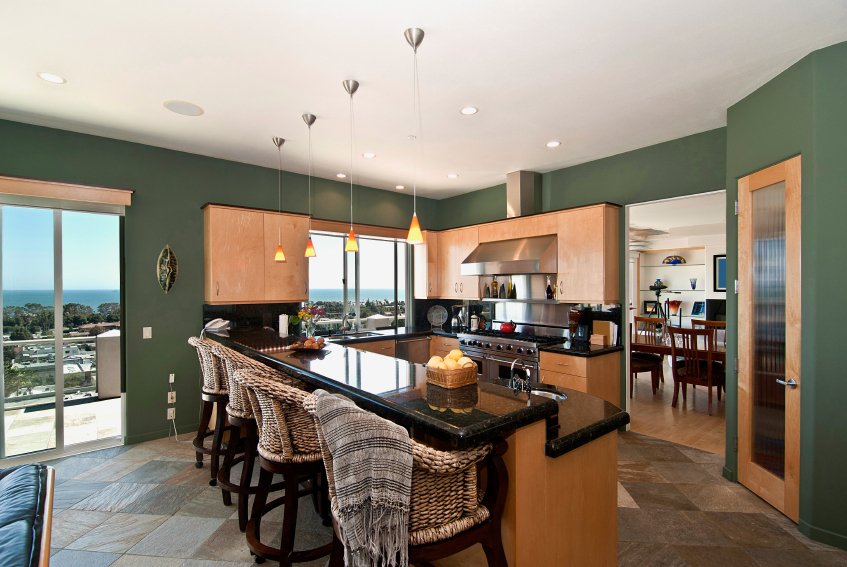 Beautiful stone kitchen floors enhanced with radiant heat