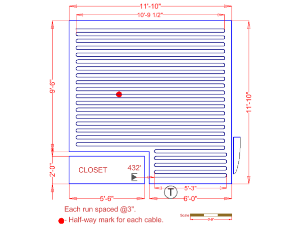 Bedroom floor plan with cable