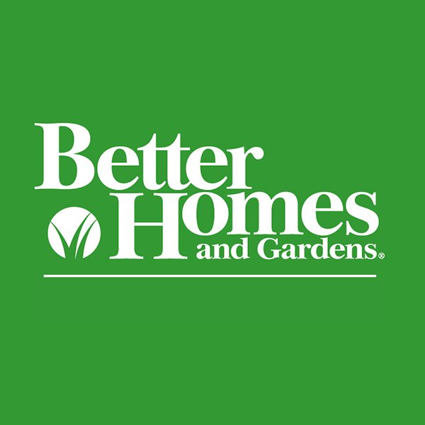 The Better Homes and Gardens logo in white text and a stylized emblem against a solid bright green background.