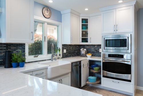 Blue Kitchen Remodel with Heated Tile Floors