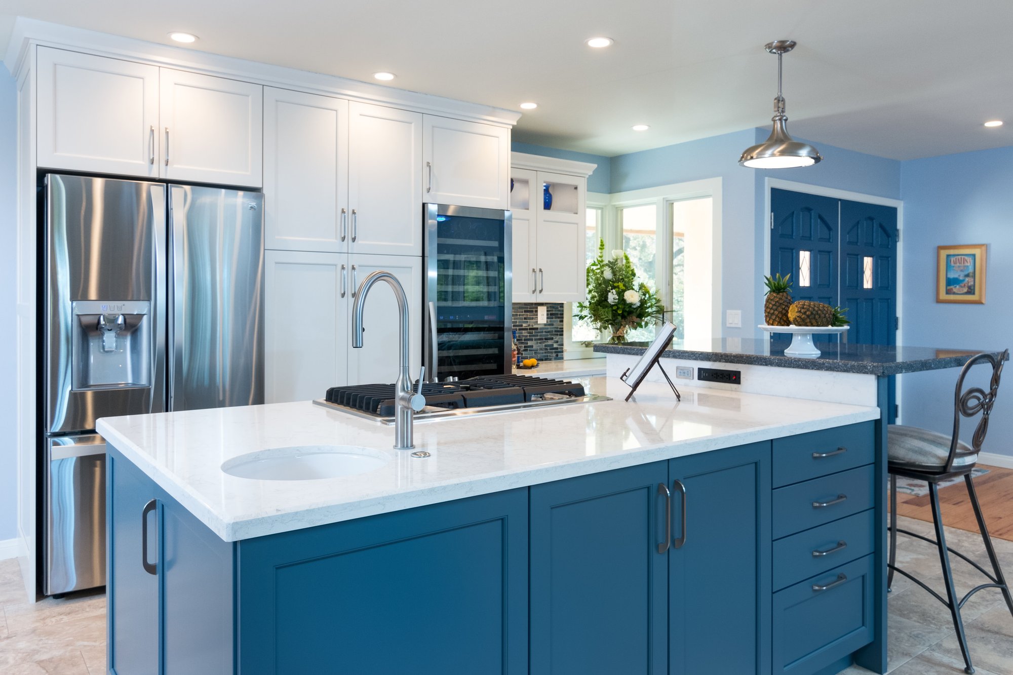 Blue Kitchen Remodel with Heated Tile Floors 3