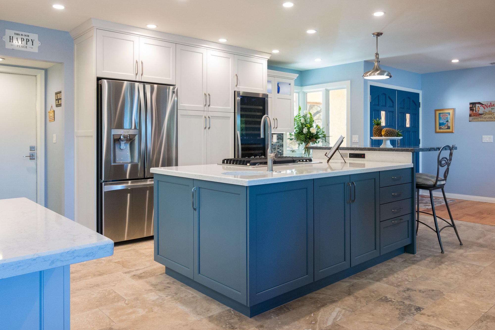Blue Kitchen Remodel with Heated Tile Floors 4