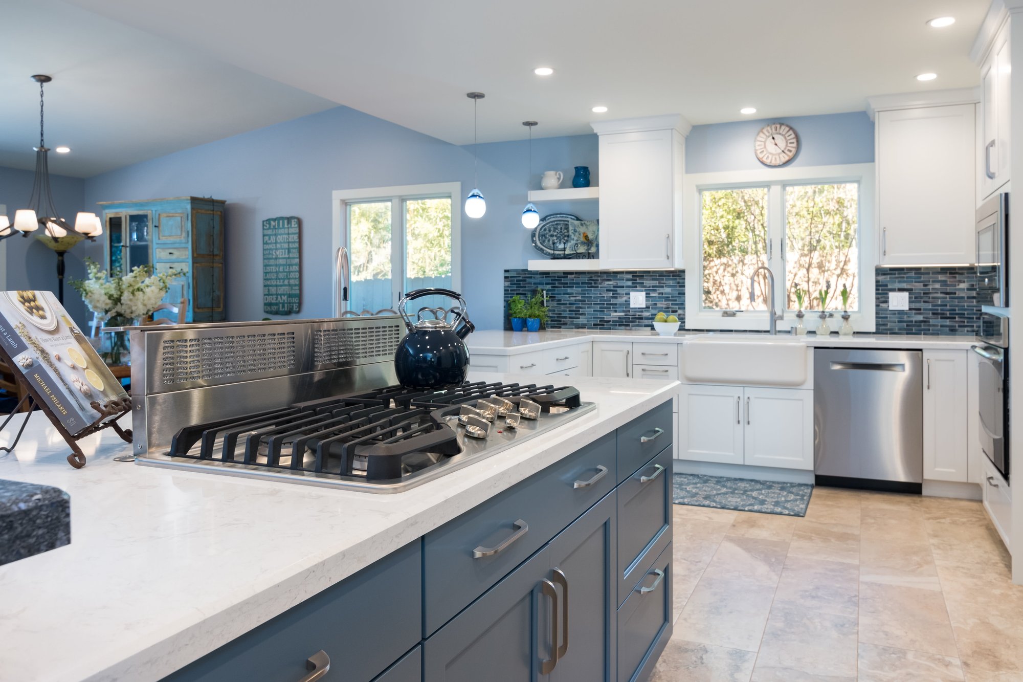 Blue Kitchen Remodel with Heated Tile Floors 5