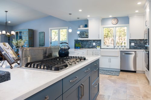 Blue Kitchen Remodel with Heated Tile Floors 5