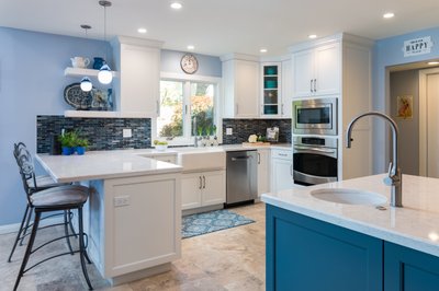 Blue Kitchen Remodel with Heated Tile Floors 7