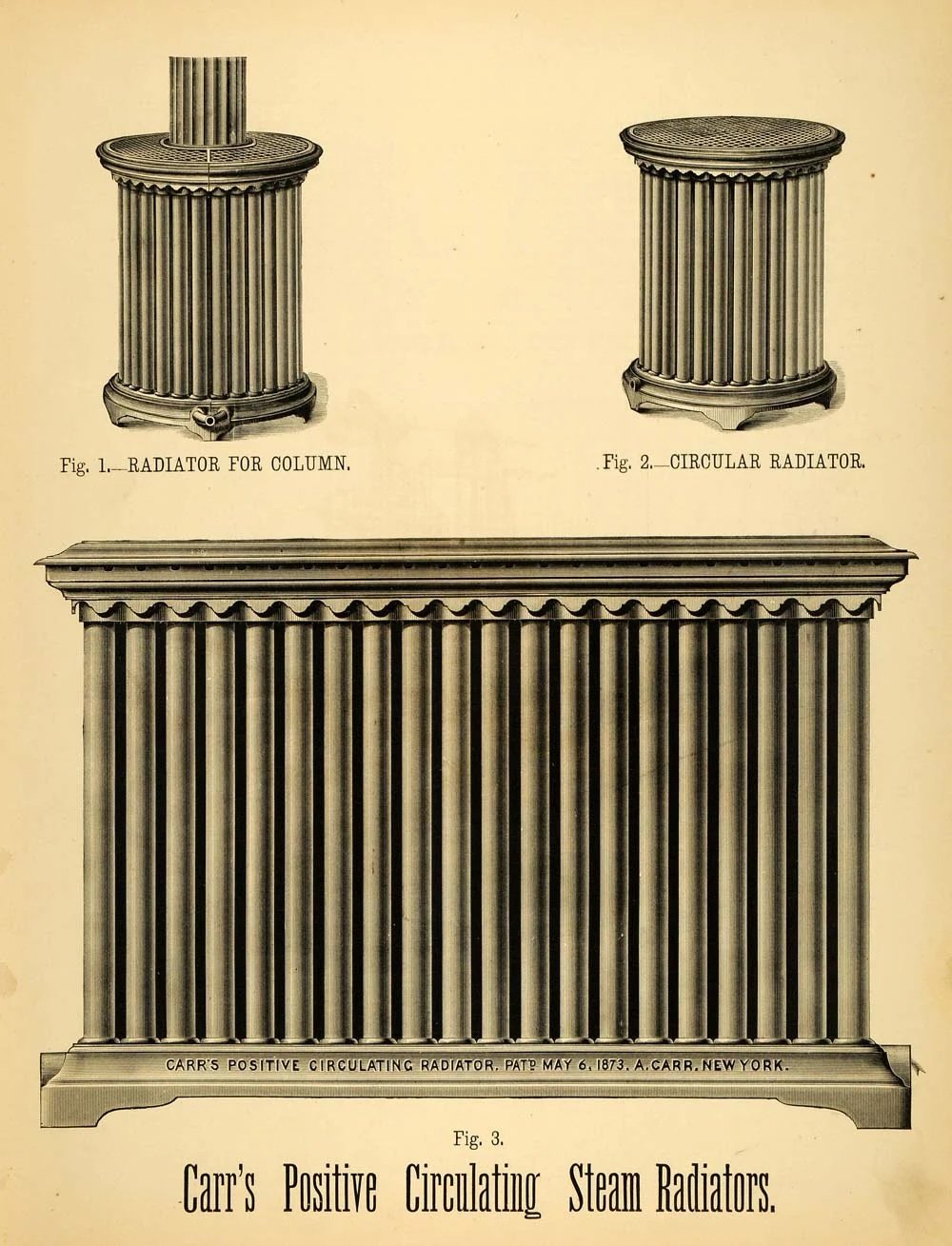 Carr's positive circulating steam radiator from 1874