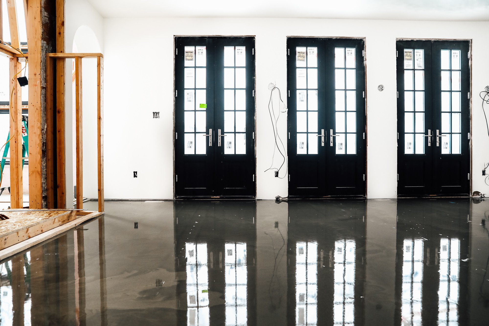Chris Loves Julia Installation of Floor Heating Under Tile for Dining Room doors