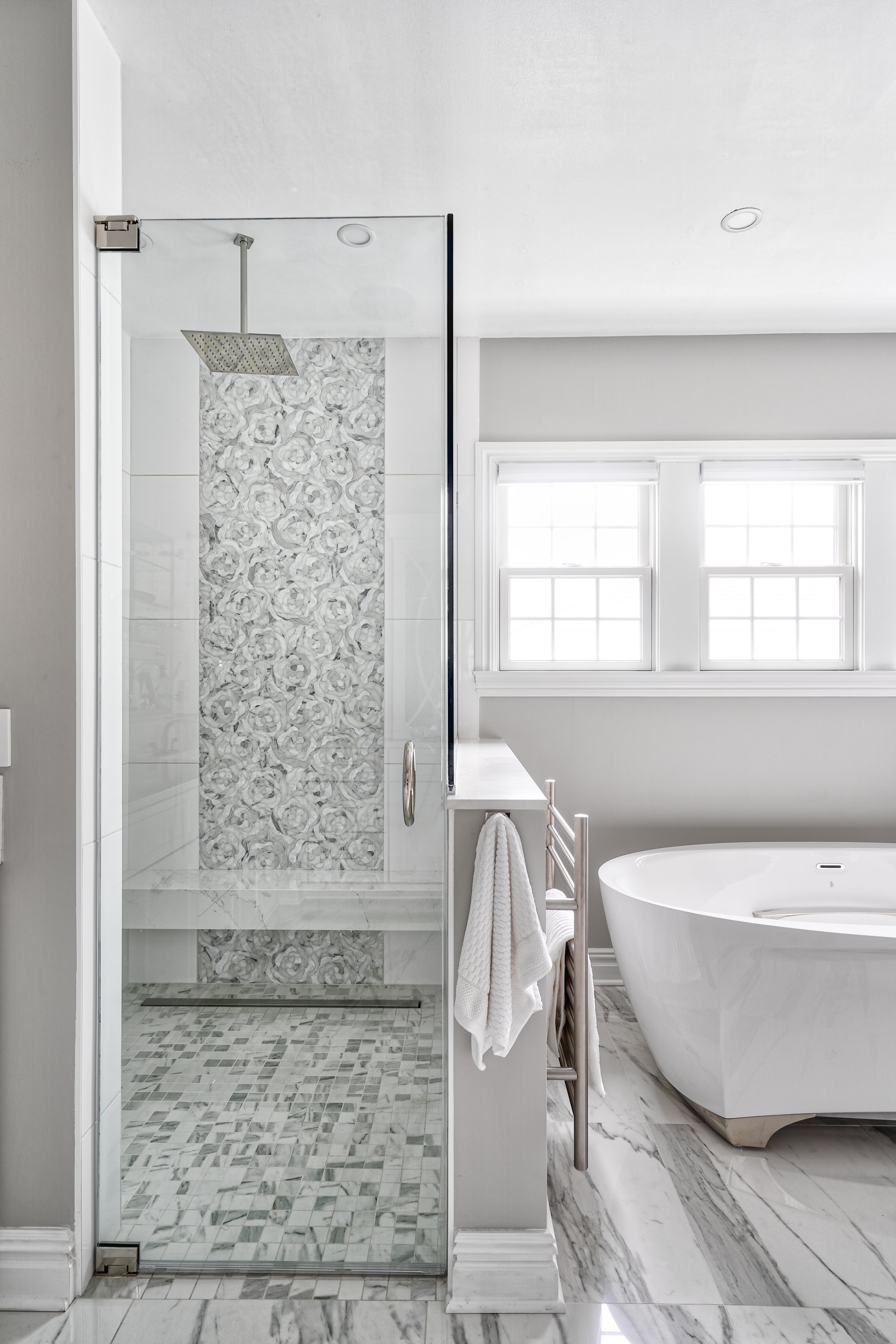Kraftmaster Renovations bathroom remodel towel warmer side shot