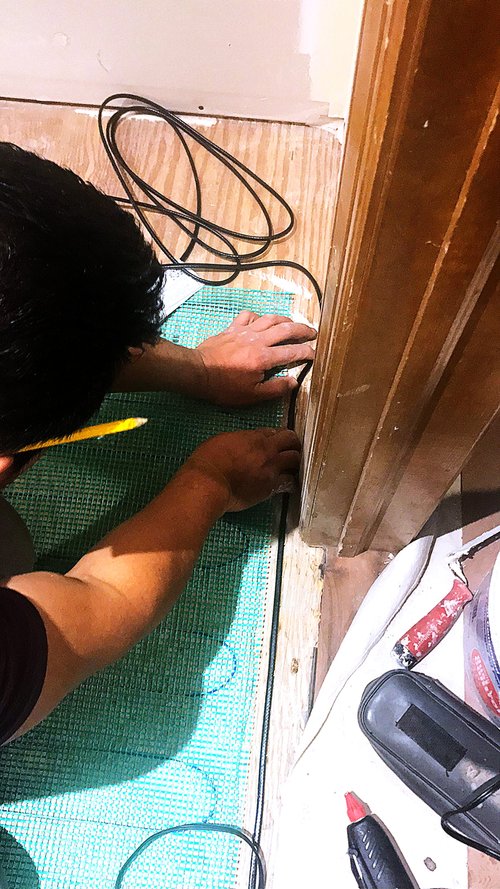 Leads of heating mat and sensor