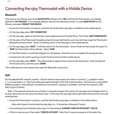 Connecting the nJoy Thermostat with a Mobile Device (English)