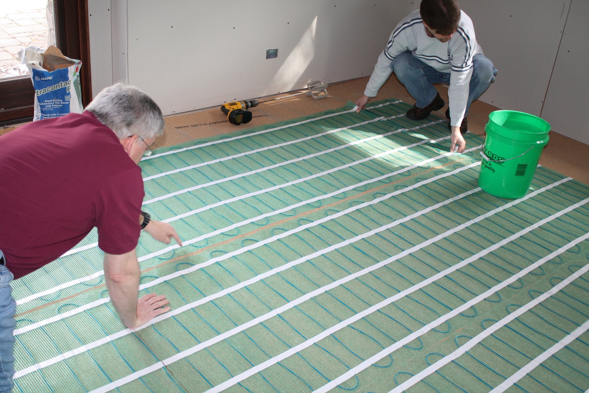 Cork underlayment installation with tempzone flex roll unrolled