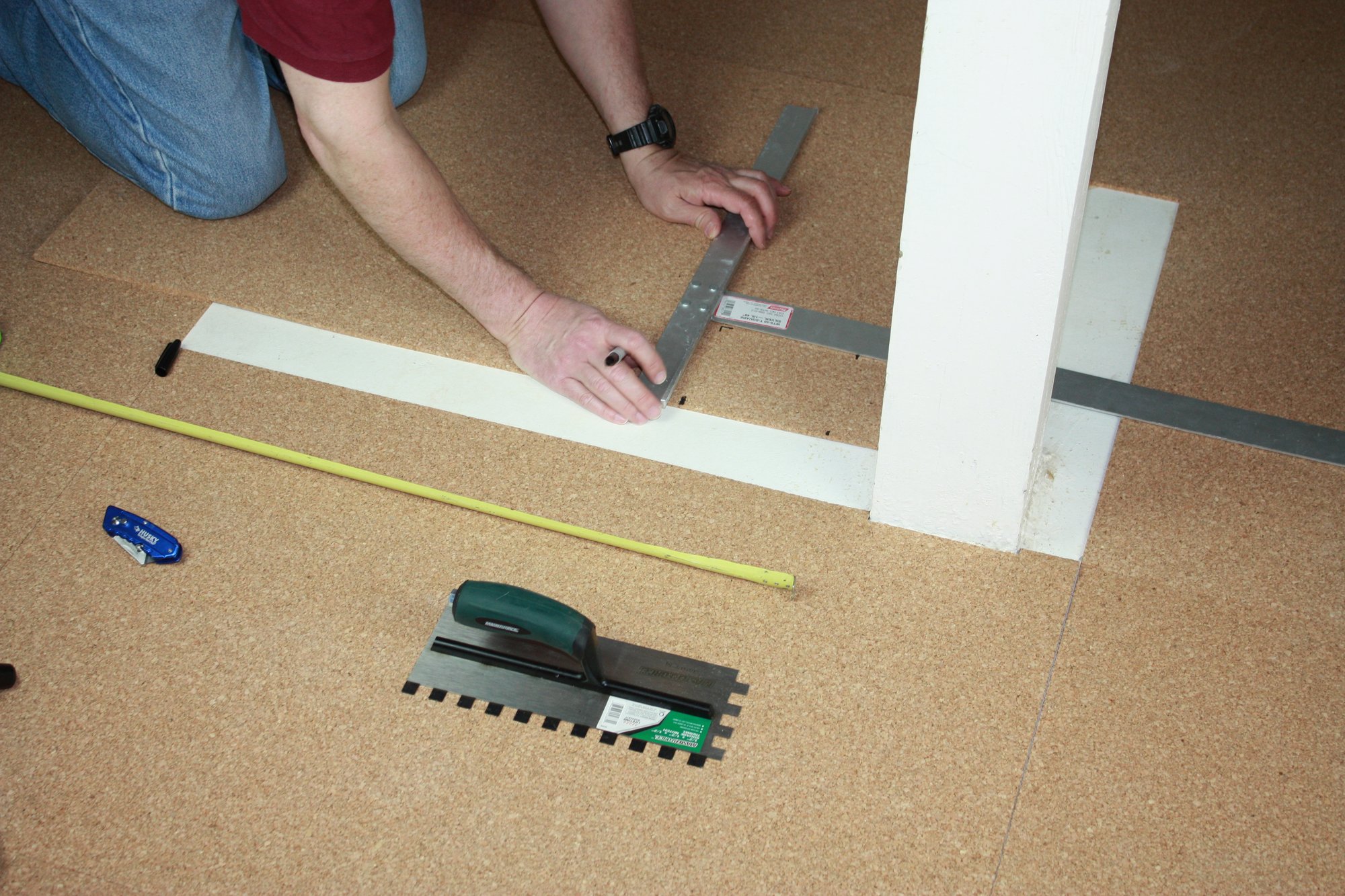 Cork underlayment installation with tempzone flex roll measuring