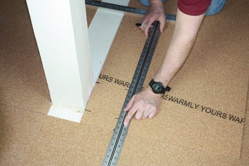 Cork underlayment installation with tempzone flex roll measuring cork