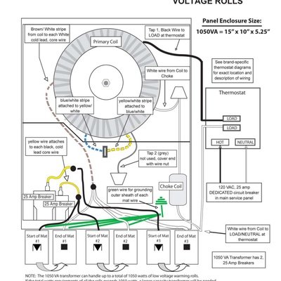 1050VA Transformer Wiring Diagram to 3 TempZone™ Single Conductor 24V Rolls (English)