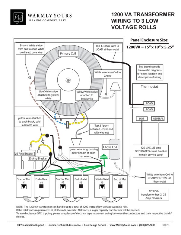 Cover for 1200VA Transformer Wiring Diagram to 3 TempZone™ Single Conductor 24V Rolls (English)