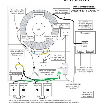 300VA Transformer Wiring Diagram to 2 TempZone™ Single Conductor 24V Rolls (English)