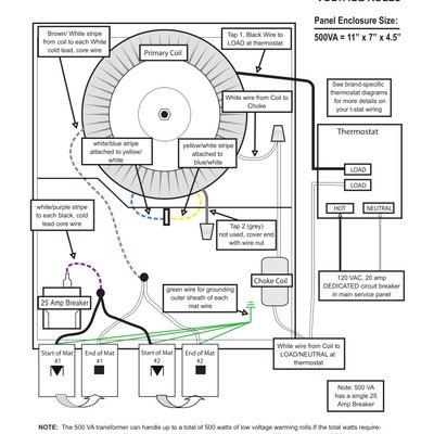 500VA Transformer Wiring Diagram to 2 TempZone™ Single Conductor 24V Rolls (English)