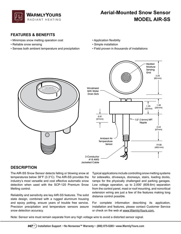 Cover for AIR-SS Aerial Mounted Snow Sensor Specification and Installation (English)