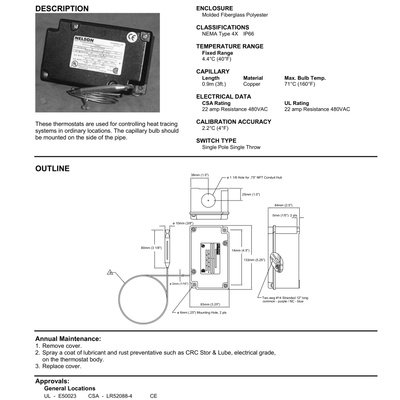 AIR-STAT Outdoor Thermostat Spec Sheet (English)