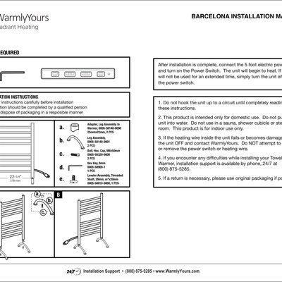 Barcelona Towel Warmer Installation Manual (English)