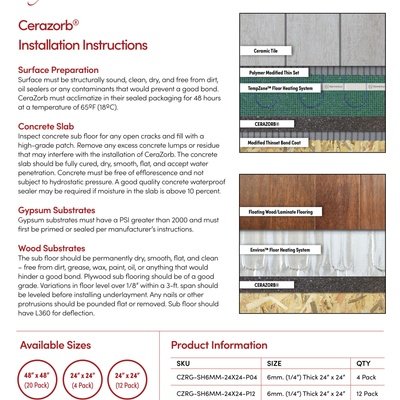 CeraZorb® Installation Instructions (English)