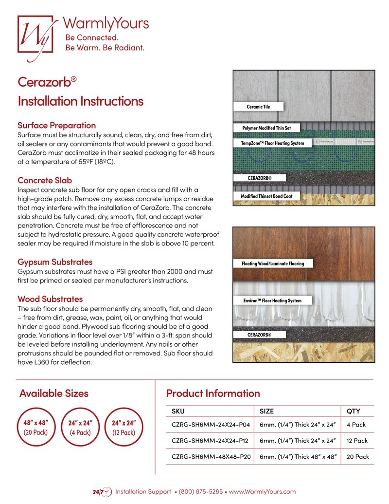 CeraZorb® Installation Instructions (English)