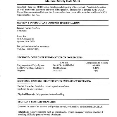 CeraZorb Material Safety Data Sheet (English)