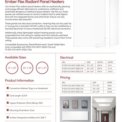 Ember Flex Radiant Panel Heaters Sell Sheet Canada (English)