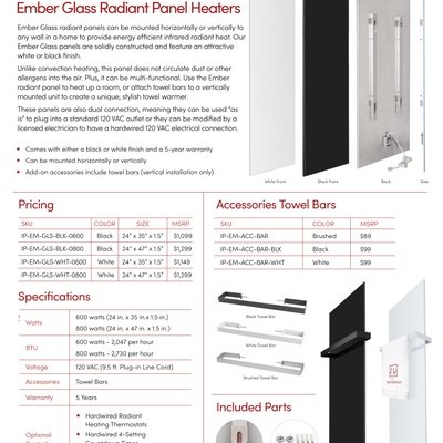 Ember Glass Radiant Panel Sell Sheet CANADA (English)