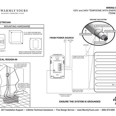 EnergyStat™ (OJ-DUAL) Wiring Diagram with TempZone™ Single Conductor 120v / 240v (English)