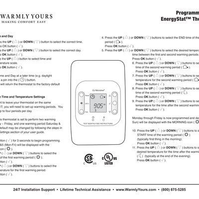 EnergyStat™ Quick Programming Guide (Legacy) (English)