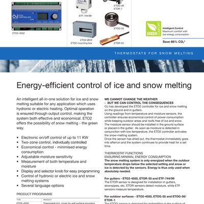 ETO2 Economy Controller Sensors Specifications Sheet (English)