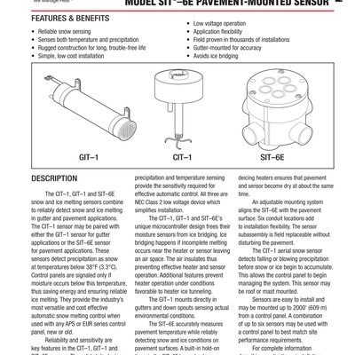 Gutter/Aerial Ice and Snow Sensor Spec Sheet (English)