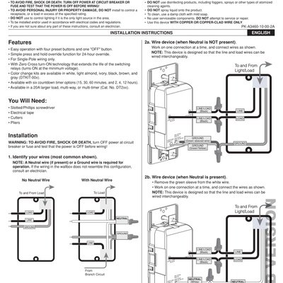 Hardwired 4-Setting Countdown Timer Installation and Operation Instructions DT104 (English)