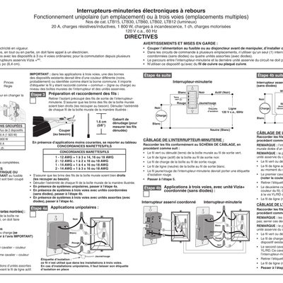 Hardwired 4-Setting Countdown Timer Installation and Operation Instructions (French)