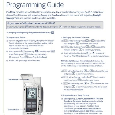 Hardwired Programmable Timer Programming Guide (English)